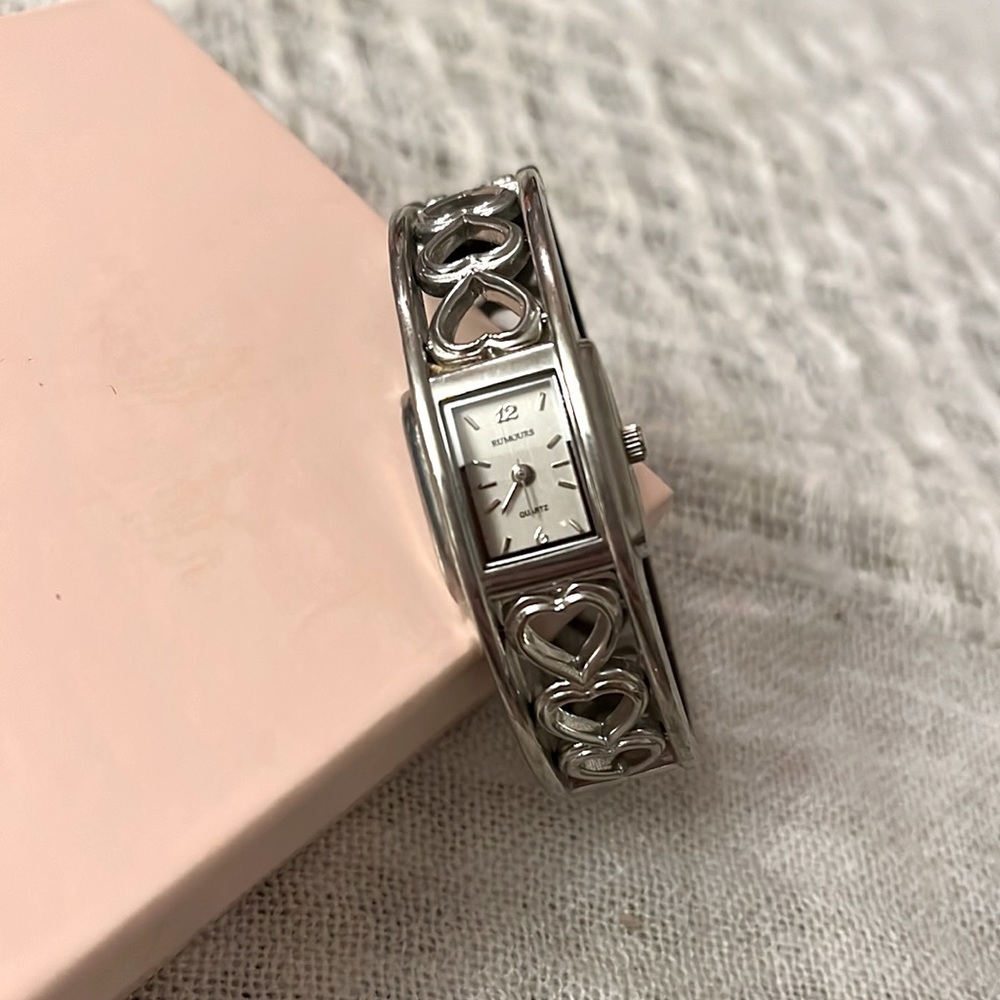 Silver Rumors Heart Bangle Style Watch